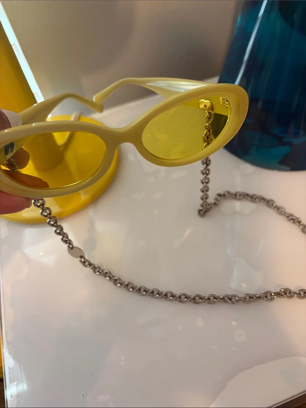 Tiffany & Co. Yellow Round Sunglasses with Heart Charm